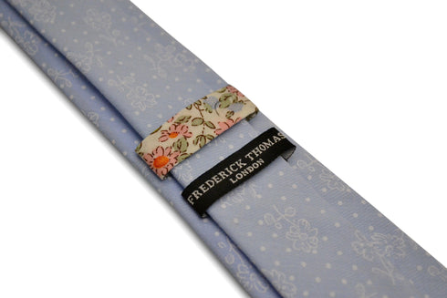 pale baby blue with floral design cotton tie